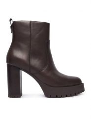 PINKO Botki Clara 01 SD0577P001 Brązowy. Brązowe botki Pinko, bez wzorów, ze skóry, bez obcasa, na słupku, bez zapięcia. Za 1,399.00 zł.