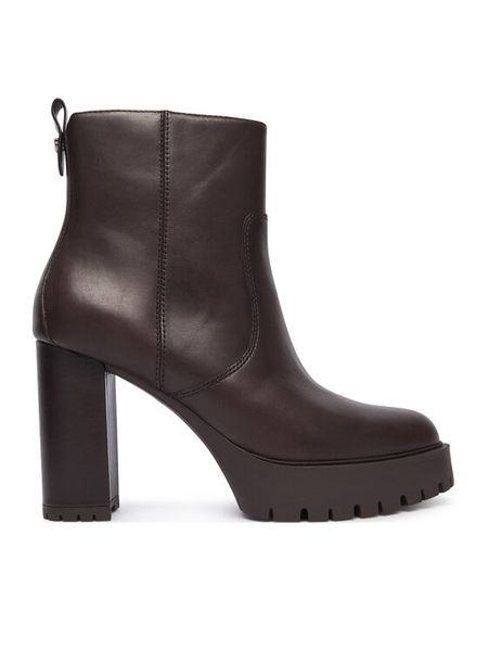 PINKO Botki Clara 01 SD0577P001 Brązowy. Brązowe botki Pinko, bez wzorów, ze skóry, bez obcasa, na słupku, bez zapięcia. Za 1,399.00 zł.