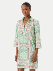 LOLA CASADEMUNT Sukienka letnia LS2616074 Kremowy Regular Fit. Białe sukienki LOLA CASADEMUNT, na lato, m, bez wzorów, z bawełny, bez kołnierzyka, bez ramiączek. Za 379.99 zł.