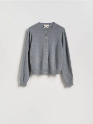 Kardigan z wełny merino - szary. Szare kardigany Reserved, l, bez wzorów, z wełny. Za 239.99 zł.