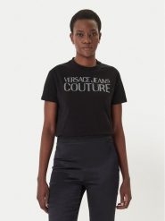 Versace Jeans T-Shirt 80HAHT09 Czarny Regular Fit. Czarne t-shirty Versace Jeans, m, bez wzorów, z bawełny, bez kołnierzyka, bez ramiączek. Za 659.99 zł.