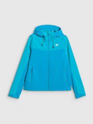 4F Kurtka softshell wiatroodporna membrana 8000 damska - niebieska S. Niebieskie kurtki sportowe 4f, s, bez wzorów, z softshellu, bez kaptura. Za 299.99 zł.