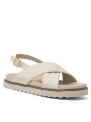DeeZee Sandały Donna H86009-9 Beżowy. Brązowe sandały DeeZee, bez wzorów, z materiału, bez obcasa, na płaskiej podeszwie, bez zapięcia. Za 69.99 zł.