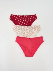 Majtki typu figi 3 pack - czerwony. Czerwone figi Reserved, l, bez wzorów. Za 49.99 zł.