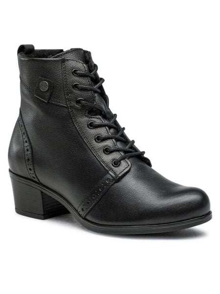 Lasocki Trzewiki EST-GUSTA-03 Czarny. Czarne botki Lasocki, bez wzorów, ze skóry, bez obcasa, na słupku, bez zapięcia. Za 269.99 zł.