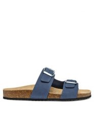 Geox Klapki D Brionia D35LSL 00032 C4002 Granatowy. Niebieskie klapki Geox, bez wzorów, z nubiku, bez obcasa. Za 259.99 zł.