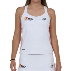 Damski tank top Bullpadel Exima. Białe topy bullpadel, bez wzorów, bez kołnierzyka, bez ramiączek. Za 207.30 zł.