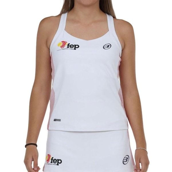 Damski tank top Bullpadel Exima. Białe topy bullpadel, bez wzorów, bez kołnierzyka, bez ramiączek. Za 208.30 zł.