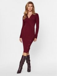Guess Sukienka dzianinowa Cecile W3BK39 Z2V42 Bordowy Slim Fit. Czerwone sukienki Guess, m, z aplikacjami, z dzianiny, bez kołnierzyka, bez ramiączek. Za 619.99 zł.