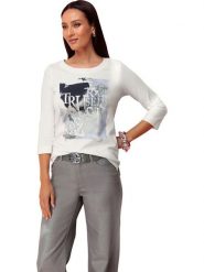 Heine Koszulka w kolorze białym rozmiar: 38. Białe bluzki Heine, bez wzorów, bez kołnierzyka, bez ramiączek. Za 34.99 zł.