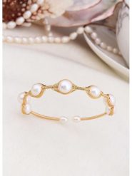 L'Atelier de Gaia Pozłacana bransoletka z perłami rozmiar: onesize. Białe bransoletki L'Atelier de Gaia, z perłą, pozłacane. Za 143.56 zł.