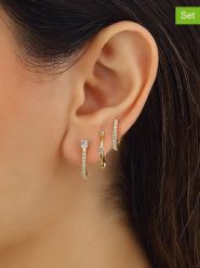 Miu Silver Pozłacane kolczyki-kreole (3 szt.) z cyrkoniami rozmiar: onesize. Szare kolczyki Miu Silver, z cyrkonią, pozłacane. Za 113.99 zł.