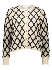 YAS Kardigan w kolorze kremowo-czarnym rozmiar: L. Brązowe kardigany YAS, l, bez wzorów, z bawełny. Za 144.92 zł.