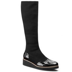 Kozaki Sagan. Czarne kozaki Sagan, bez obcasa, na koturnie, bez zapięcia. Za 349.99 zł.