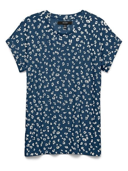 Vero Moda Koszulka w kolorze niebieskim rozmiar: XS. Niebieskie bluzki Vero Moda, xs, bez wzorów, bez kołnierzyka, bez ramiączek. Za 55.95 zł.