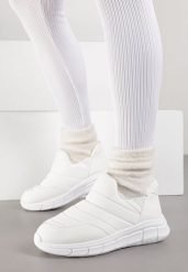 Białe Pikowane Sneakersy Śniegowce na Grubej Tłoczonej Platformie Verta. Białe trapery i śniegowce Born2be, z jeansu. Za 69.99 zł.