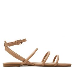 Sandały ONLY Shoes. Brązowe klapki ONLY SHOES, bez wzorów, bez obcasa, na płaskiej podeszwie, bez zapięcia. Za 109.99 zł.