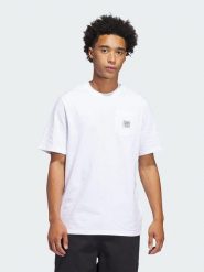 Adidas Koszulka w kolorze białym rozmiar: L. Białe bluzki Adidas, l, bez wzorów, z bawełny, bez kołnierzyka, bez ramiączek. Za 74.81 zł.
