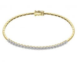 Bransoletka z żółtego złota z brylantami - 19 cm - 0,22 ct - próba 585. Żółte bransoletki Apart, z brylantem, złote. Za 8,590.00 zł.