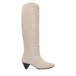 Kozaki Badura. Szare kozaki Badura, bez obcasa, na słupku, bez zapięcia. Za 649.99 zł.
