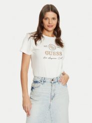 Guess T-Shirt V5RI05 J1314 Écru Regular Fit. T-shirty Guess, l, z aplikacjami, z bawełny, bez kołnierzyka, bez ramiączek. Za 129.99 zł.