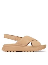 Clarks Sandały DashLite Wish 26185883 Beżowy. Brązowe sandały Clarks, bez wzorów, ze skóry, bez obcasa, na płaskiej podeszwie, bez zapięcia. Za 389.99 zł.