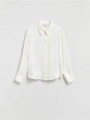 Koszula z wiskozy - biały. Białe koszule Reserved, l, bez wzorów, z tkaniny, klasyczne, bez kołnierzyka, bez ramiączek. Za 99.99 zł.