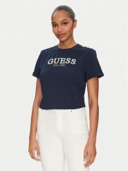 Guess T-Shirt W5GI15 K8FQ4 Granatowy Regular Fit. Niebieskie t-shirty Guess, xxl, z aplikacjami, z bawełny, bez kołnierzyka, bez ramiączek. Za 129.99 zł.