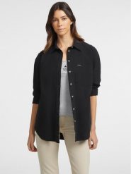 Guess Jeans Top 165629 Czarny Classic Fit. Czarne topy Guess Jeans, xl, z aplikacjami, z jeansu, bez kołnierzyka, bez ramiączek. Za 299.99 zł.