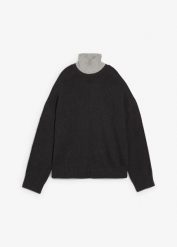 Sweter z czystej bawełny. Szare swetry bonprix, bez wzorów, z bawełny, bez ramiączek. Za 122.99 zł.