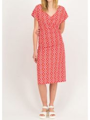 Blutsgeschwister Sukienka "Clip Clap Croco" w kolorze czerwono-jasnoróżowym rozmiar: XL. Czerwone sukienki Blutsgeschwister, na co dzień, xl, bez wzorów, z bawełny, bez kołnierzyka, bez ramiączek, midi, proste. Za 158.10 zł.