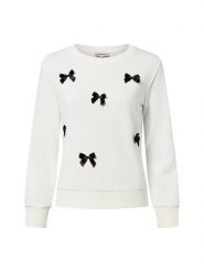 More & More Bluza damska Kobiety Bawełna biały|czarny wzorzysty, 34. Białe bluzy More & More, z aplikacjami, z bawełny, bez kaptura. Za 339.95 zł.