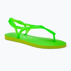 Sandały damskie Havaianas Luna Neon. Zielone sandały Havaianas, bez wzorów, z gumy, eleganckie, bez obcasa, bez zapięcia. Za 73.99 zł.