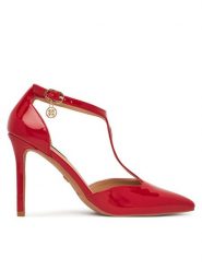Nine West Szpilki WS21582-01 Czerwony. Czerwone szpilki Nine West, bez wzorów, z materiału, bez obcasa, na szpilce, bez zapięcia. Za 229.99 zł.