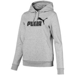 Damska bluza z kapturem Puma w kolorze szarym. Czarne bluzy Puma, na lato, bez wzorów, z bawełny, z kapturem. Za 267.99 zł.