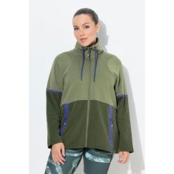 Damskie Bluza dresowa dwukolorowa stójka kieszenie z zamkiem błyskawicznym. Zielone bluzy Ulla Popken, plus size, bez wzorów, z bawełny, bez kaptura. W wyprzedaży za 223.99 zł.