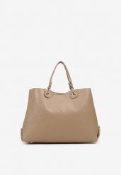 Beżowa Dwukomorowa Torebka Typu Shopper Ozdobiona Metalicznymi Aplikacjami Adorrive. Brązowe shopper Born2be, z aplikacjami, z jeansu, bez dodatków. Za 169.99 zł.