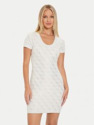 Guess Sukienka dzianinowa Paige W4YK28 Z3FN0 Écru Slim Fit. Sukienki Guess, xl, z aplikacjami, z dzianiny, bez kołnierzyka, bez ramiączek. Za 329.99 zł.