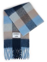 Verb To Do Damski tkany szalik Kobiety Sztuczne włókno niebieski|brązowy w kratkę, ONE SIZE. Brązowe szaliki Verb To Do, na zimę, z aplikacjami, z włókna. Za 249.95 zł.