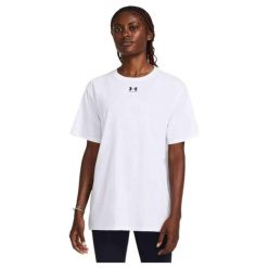 Koszulka damska Under Armour Campus Oversize. Białe bluzki Under Armour, s, bez wzorów, sportowe, bez kołnierzyka, bez ramiączek. Za 75.54 zł.
