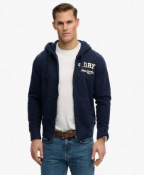 Superdry Bluza rozpinana Vintage Athletic Luźny krój – ECLIPSE NAVY. Niebieskie bluzy Superdry, xl, z aplikacjami, z bawełny. Za 393.55 zł.