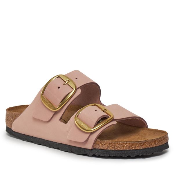 Klapki Birkenstock. Czerwone klapki Birkenstock, bez wzorów, bez obcasa. Za 629.99 zł.