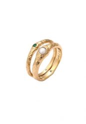 Elli PREMIUM Komplet Pierścionków Damski Perłami Syntetycznym szmaragdem 925 Sterling Silver Pozłacane Pierścionki 1 ct. Szare pierścionki Elli PREMIUM, z perłą, pozłacane. Za 336.99 zł.
