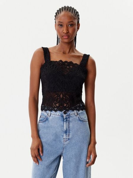 Morgan Bluzka 252-DANSIA Czarny Slim Fit. Czarne bluzki Morgan, s, bez wzorów, z syntetyku, bez kołnierzyka, bez ramiączek. Za 109.99 zł.