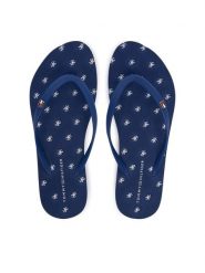 Tommy Hilfiger Japonki Repeat Logo Platform FW0FW09199 Granatowy. Niebieskie klapki TOMMY HILFIGER, bez wzorów, z syntetyku, bez obcasa. Za 209.99 zł.