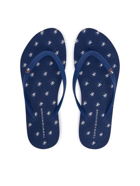 Tommy Hilfiger Japonki Repeat Logo Platform FW0FW09199 Granatowy. Niebieskie klapki TOMMY HILFIGER, bez wzorów, z syntetyku, bez obcasa. Za 122.99 zł.