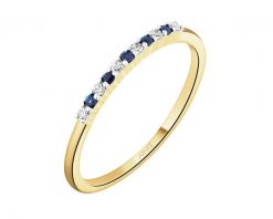 Pierścionek z żółtego złota z diamentami i szafirami - próba 585. Żółte pierścionki Apart, z diamentem, złote. Za 2,759.00 zł.