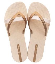 Japonki damskie Ipanema 81805AT158. Brązowe klapki Ipanema, bez wzorów, z materiału, bez obcasa. Za 53.99 zł.
