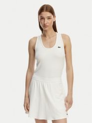 Lacoste Top TF0160 Biały Slim Fit. Białe topy Lacoste, bez wzorów, z syntetyku, bez kołnierzyka, bez ramiączek. Za 209.99 zł.