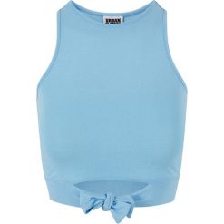 Damski crop top z kokardą Urban Classics. Niebieskie topy Urban Classics, bez wzorów, bez kołnierzyka, bez ramiączek. Za 102.50 zł.